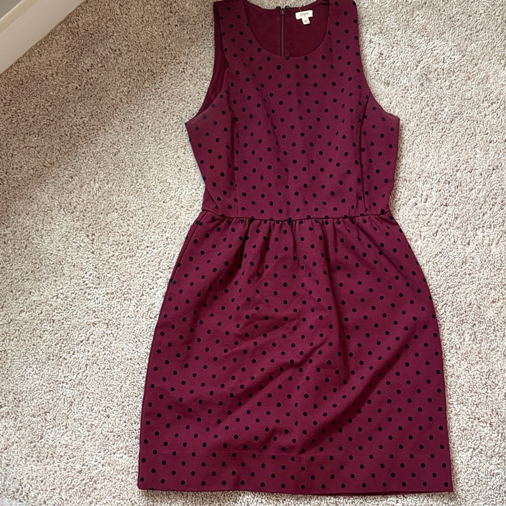 J. Crew Wine and Black Polka Dot Mini Dress